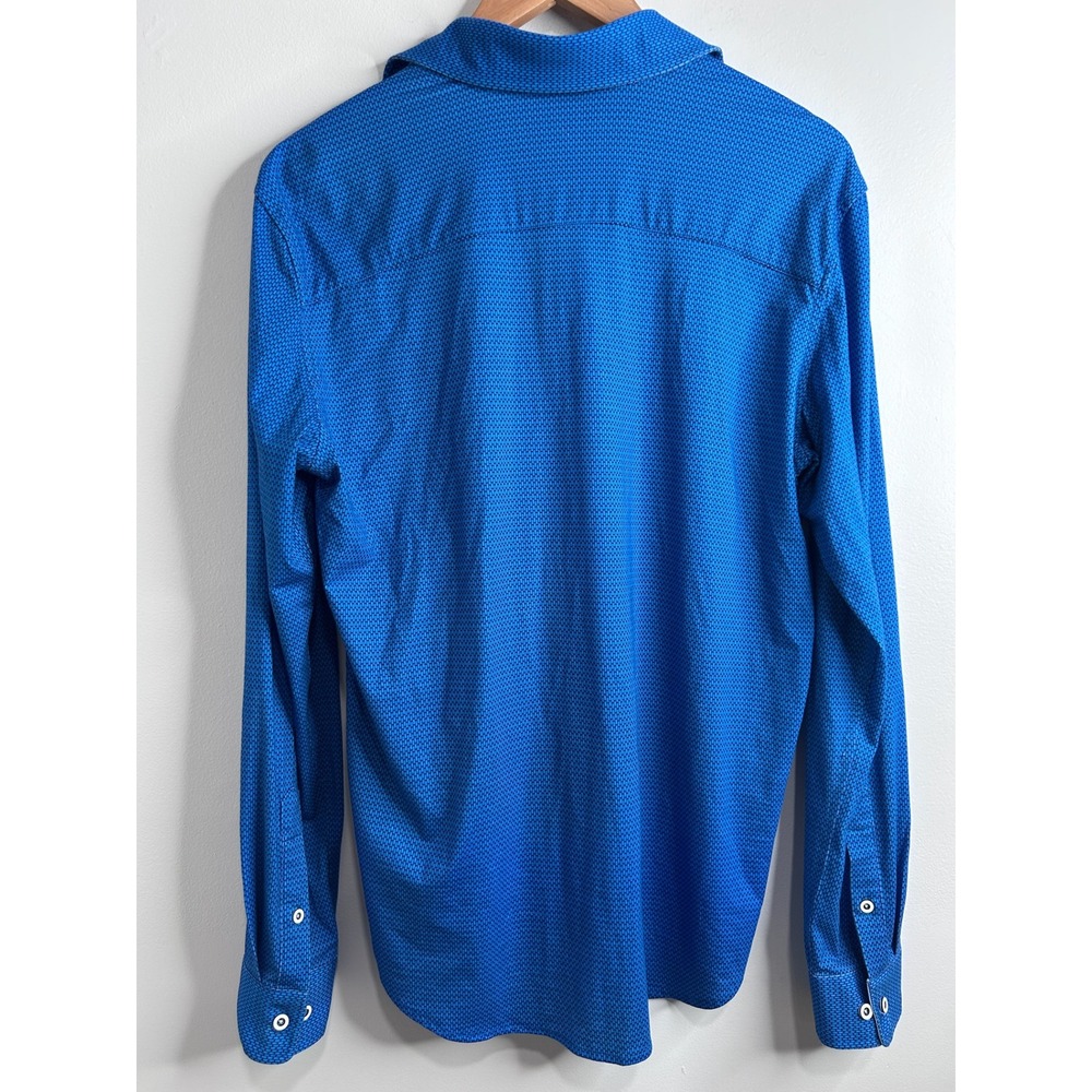 Buttercloth Mens Blue Geometric Print Long Sleeve Button Shirt Regular Fit M - Picture 3 of 5